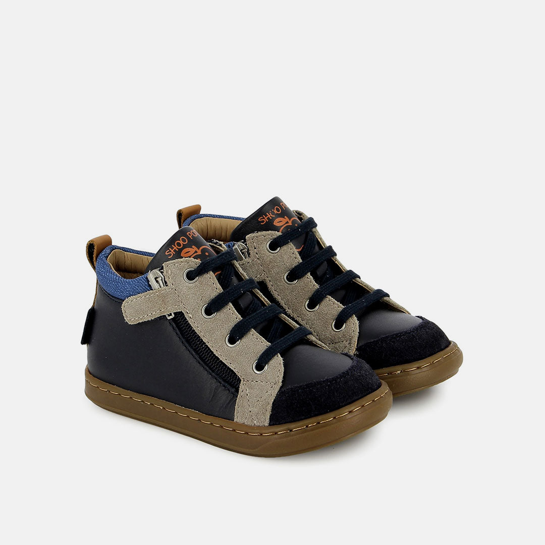 BOUBA BI ZIP - NAPPA - NAVY - BASKETS