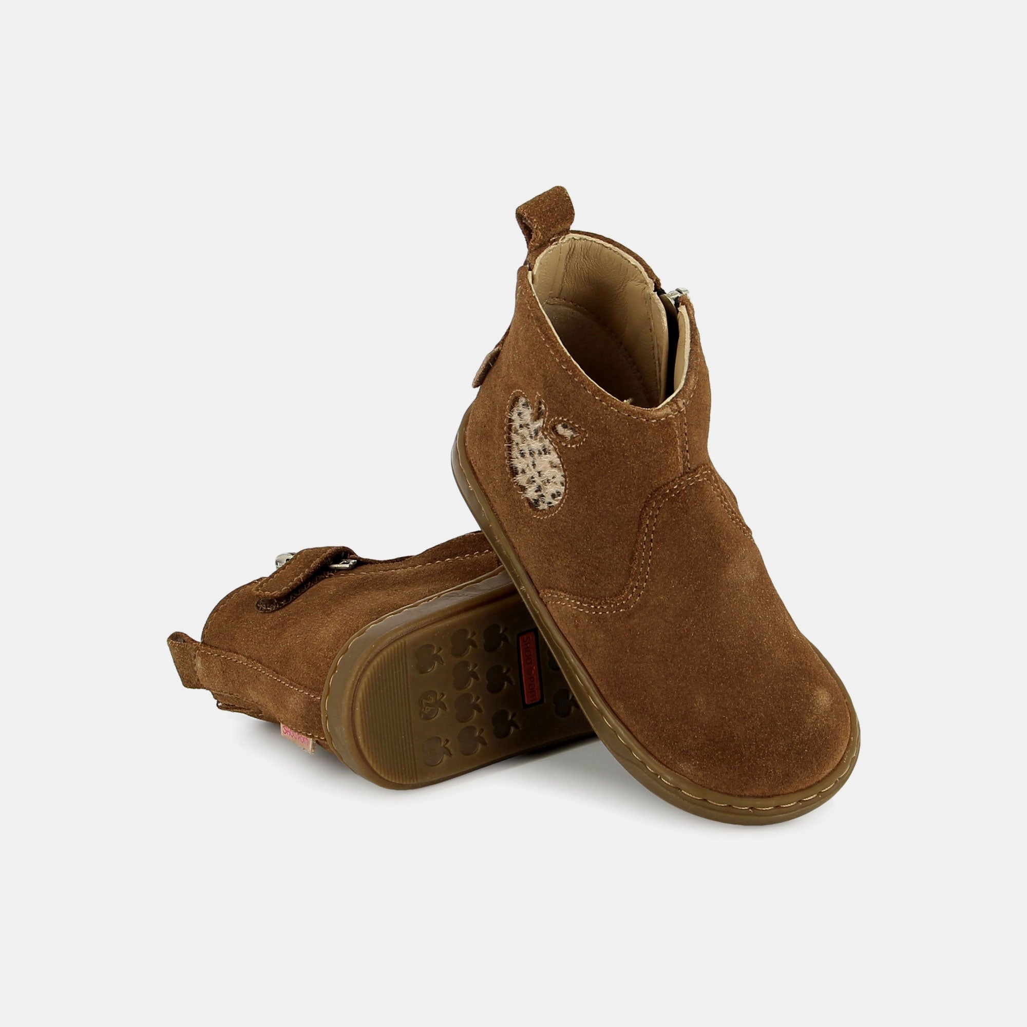 BOUBA MINI APPLE VELOURS OILY CAMEL BOOTS & BOTTINES