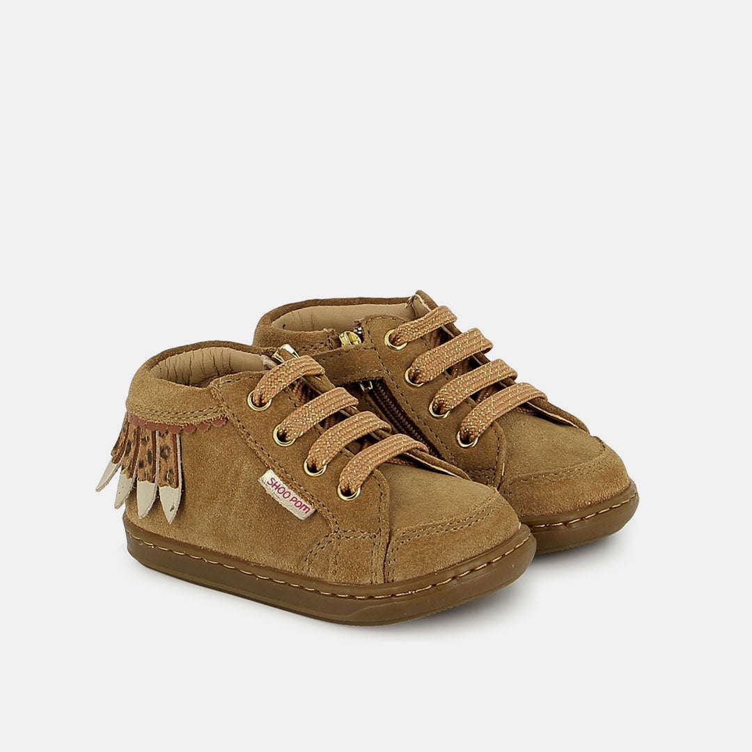 BOUBA PLUM VELOURS LT CAMEL BASKETS