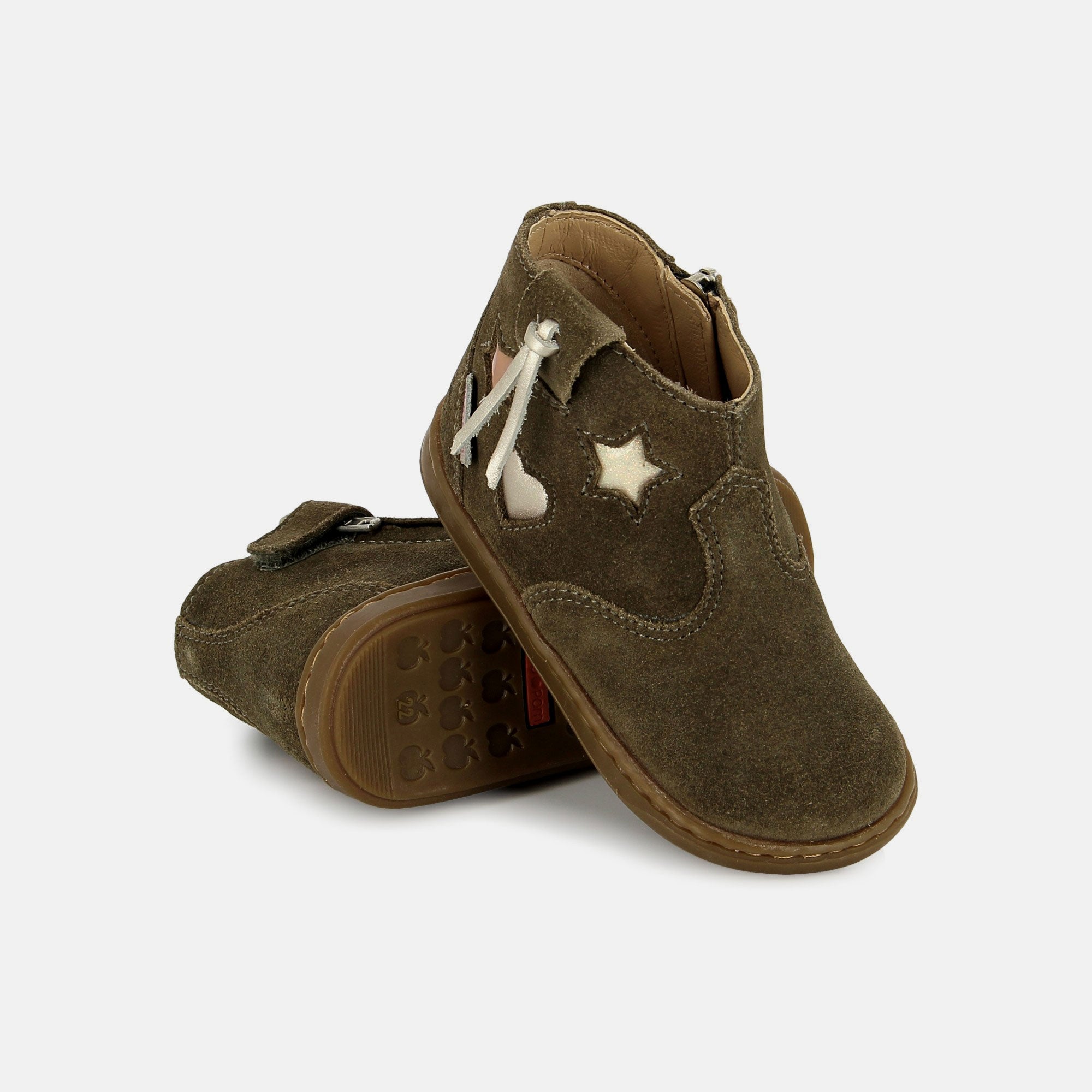 BOUBA WEST - VELOURS OILY - KAKI - BOOTS & BOTTINES