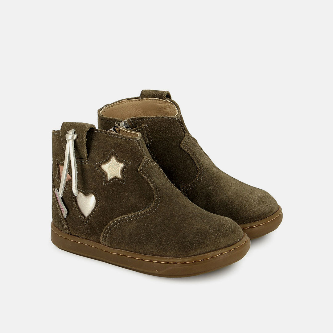 BOUBA WEST - VELOURS OILY - KAKI - BOOTS & BOTTINES