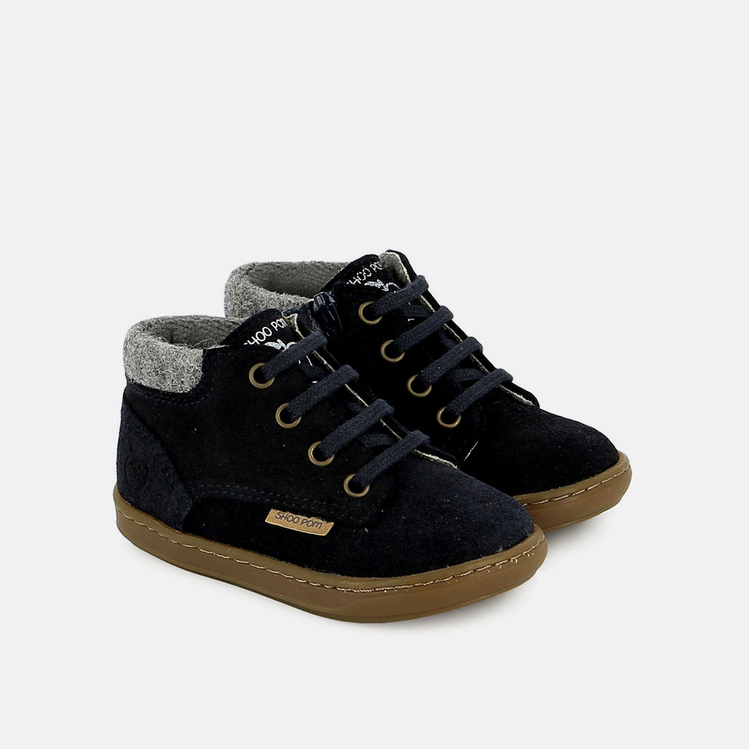 BOUBA ZIP DESERT FUR VELOURS OILY NAVY BASKETS