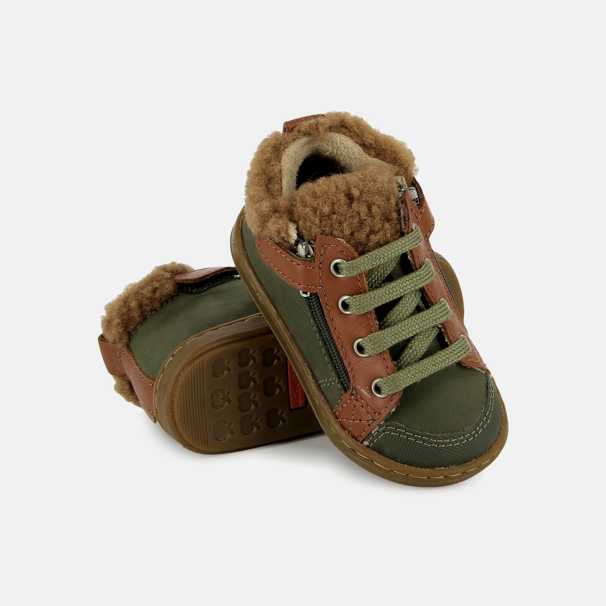 BOUBA ZIP WOOL - NUBUCK - KAKI-DK CAMEL - BASKETS