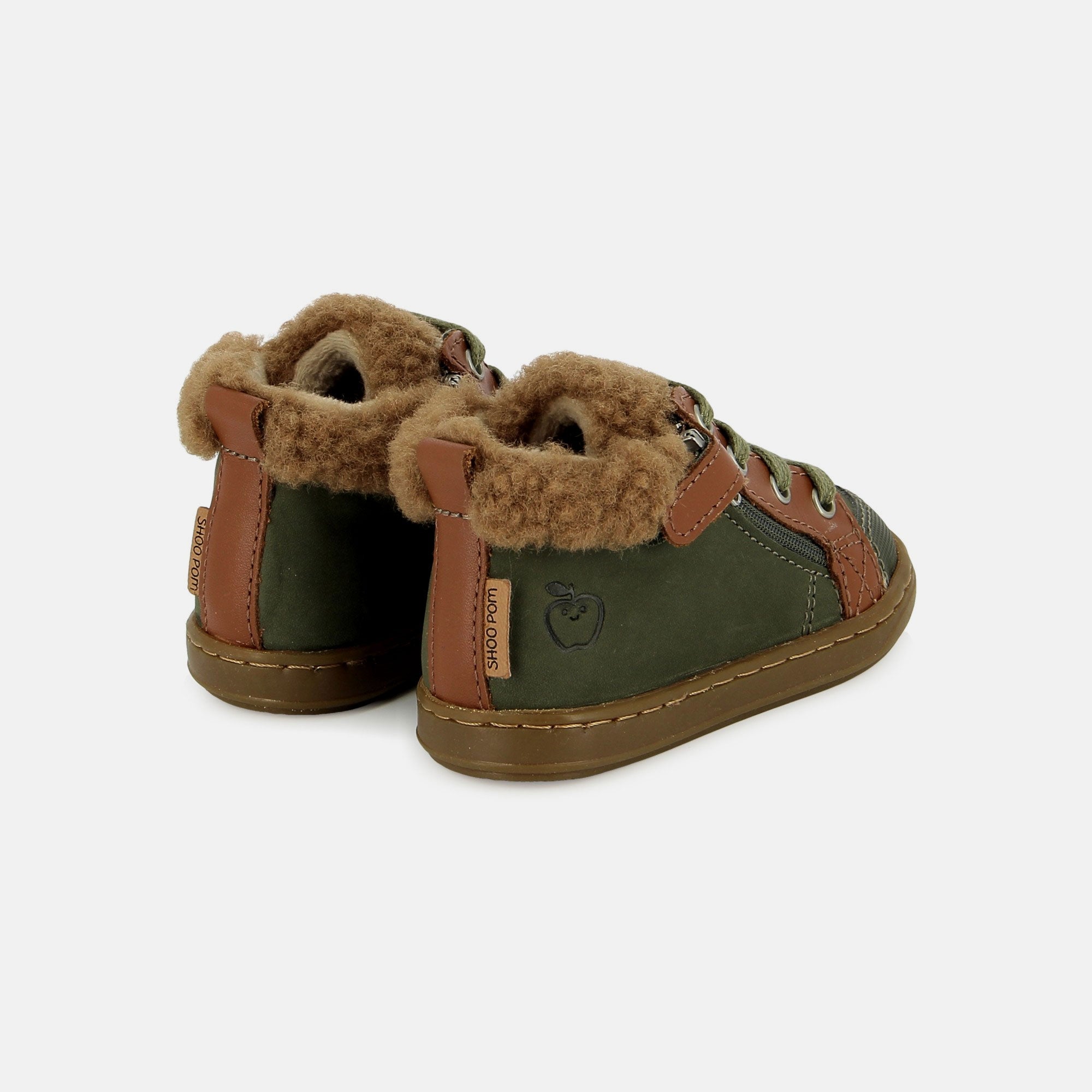 BOUBA ZIP WOOL - NUBUCK - KAKI-DK CAMEL - BASKETS