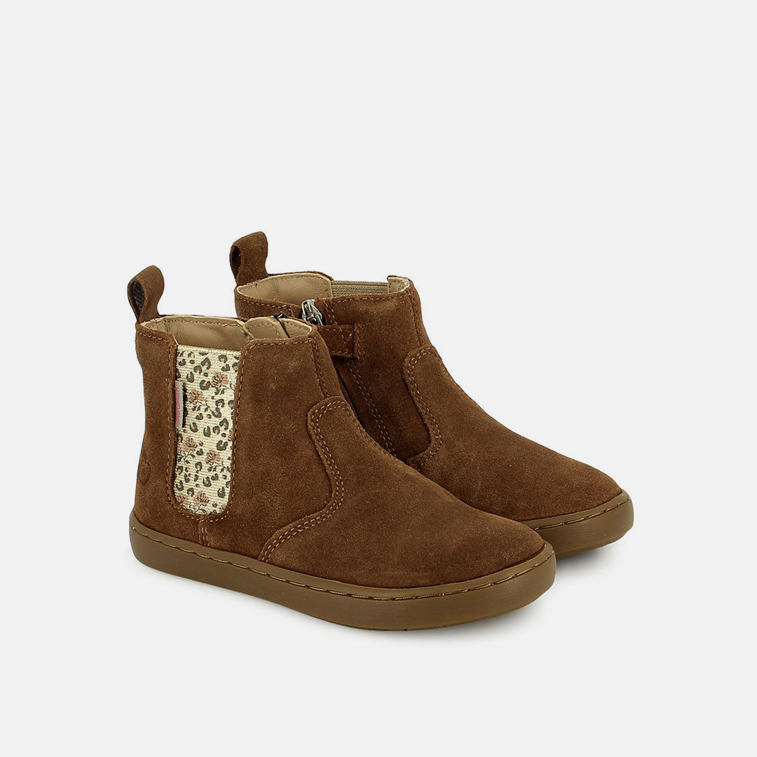 PLAY CHELSEA VELOURS OILY CAMEL BOOTS & BOTTINES