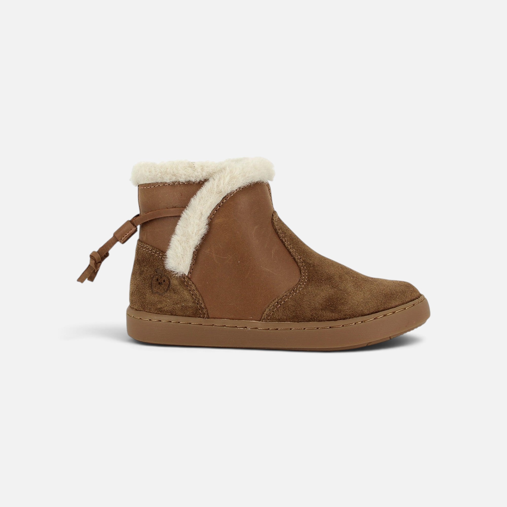 Bottines Shoo Pom camel en cuir avec doublure en fourrure synthétique, zip latéral et semelle souple en caoutchouc