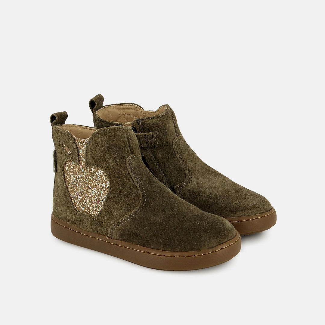 PLAY NEW APPLE - VELOURS OILY - KAKI - BOOTS & BOTTINES