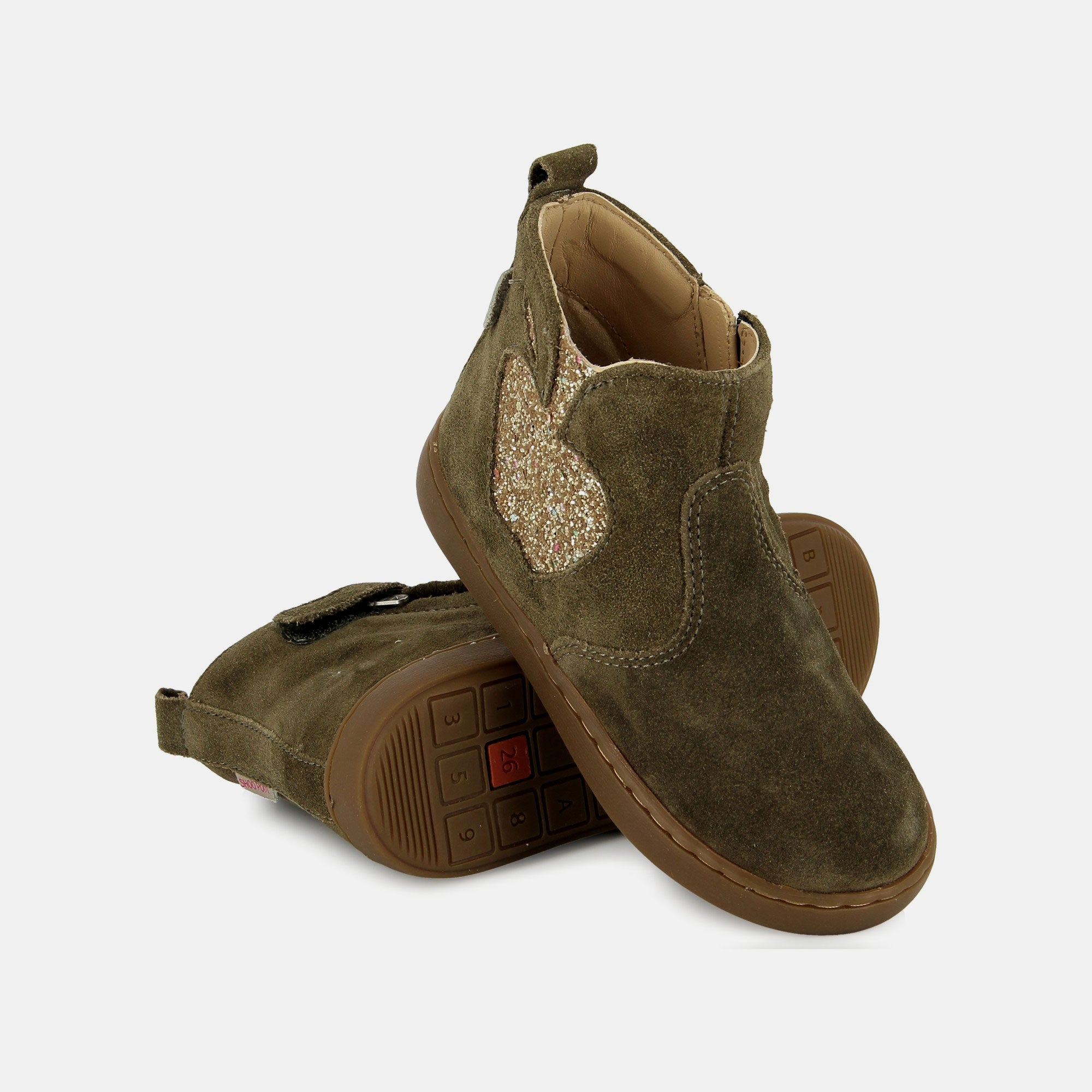 PLAY NEW APPLE - VELOURS OILY - KAKI - BOOTS & BOTTINES