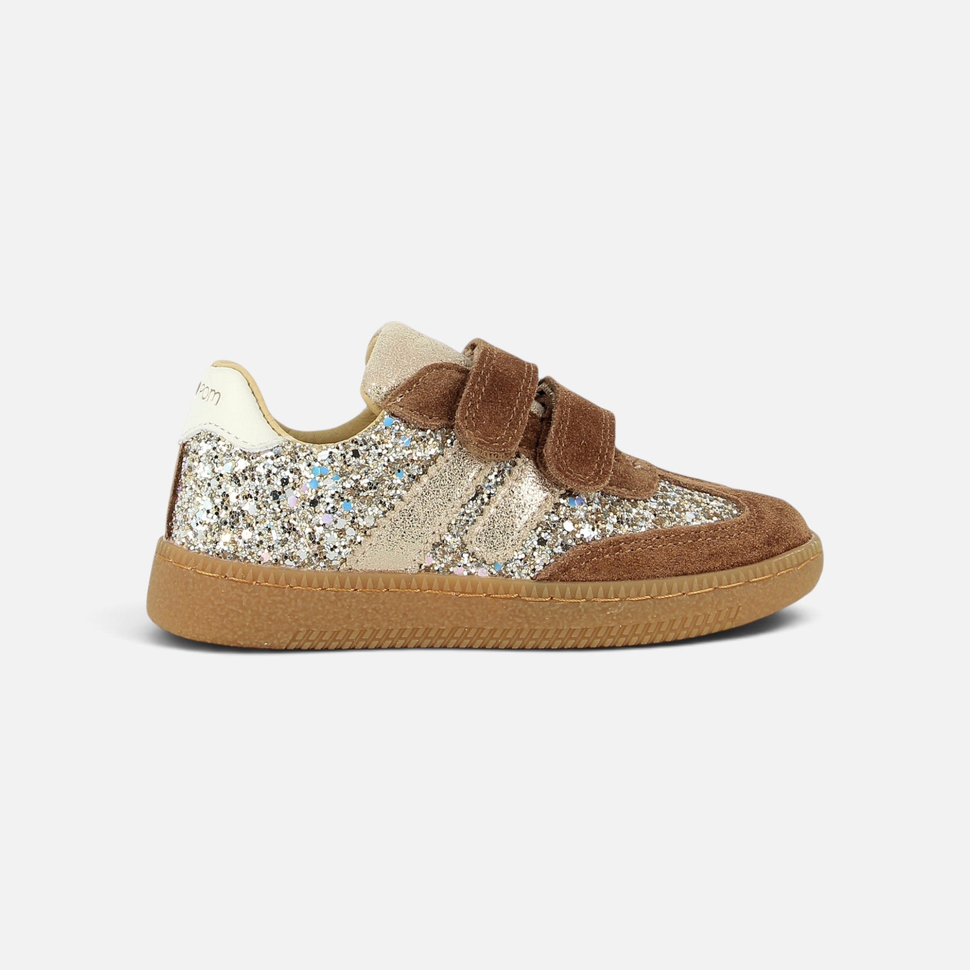 YUZU LO SCRATCH - VELOURS-GLITTER - BROWN-PLATINE - BASKETS