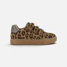 Baskets Shoo Pom à motif léopard avec fermetures à scratch et détail métallisé au talon