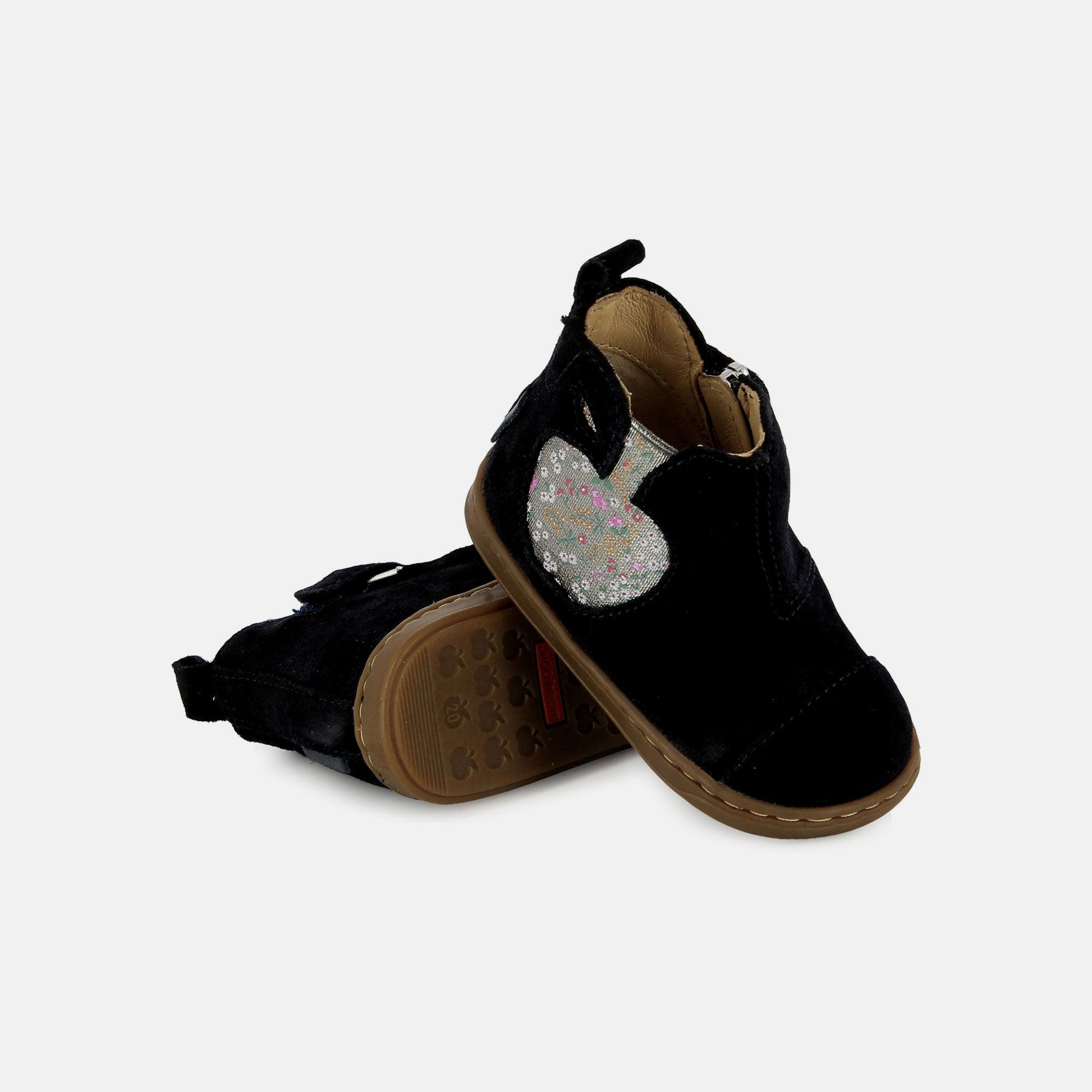 BOUBA APPLE - VELOURS - NAVY - BOOTS & BOTTINES