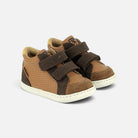 Chaussures premiers pas Shoo Pom Bouba Box Easy en cuir nappa et nubuck marron terra et chocolat avec scratchs
