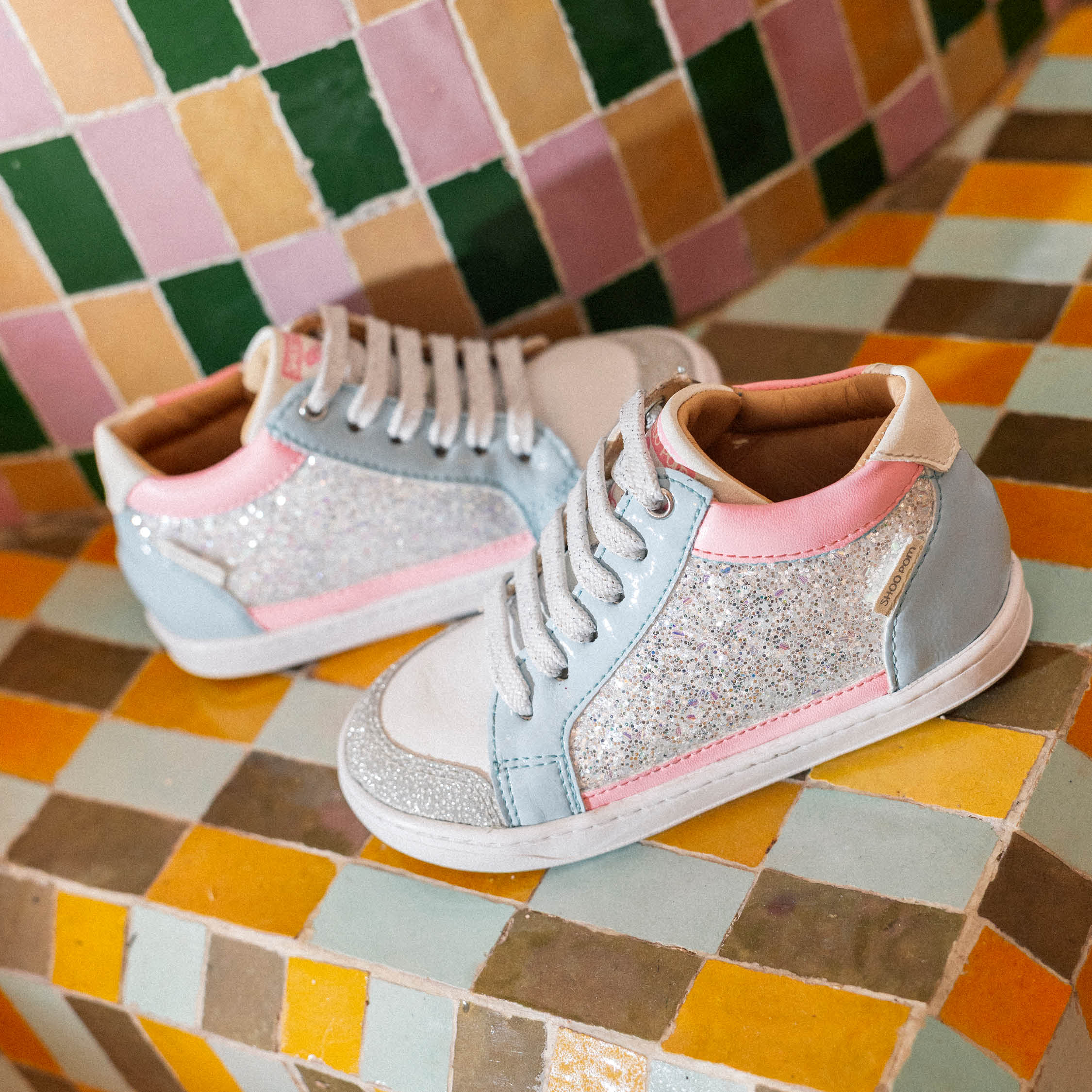 BOUBA CONNECT - NAPPA GLITTER - WHITE-SILVER - BASKETS