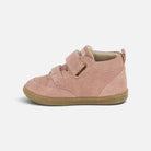 Chaussure premiers-pas Shoo Pom Bouba Scroll Easy en velours rose poudré avec fermeture à scratchs et semelle souple