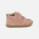 Chaussures premiers-pas Shoo Pom Bouba Scroll Easy en velours rose poudré avec fermeture à scratchs