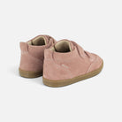 Chaussures premiers-pas Shoo Pom Bouba Scroll Easy en velours rose phard avec semelle souple et fermeture scratch