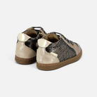 Chaussures premiers-pas Shoo Pom Bouba en cuir noir et platine avec fermeture éclair latérale et semelle souple