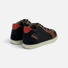 Chaussures premiers-pas Shoo Pom Bouba Zip en cuir velours bleu marine et nappa camel avec fermeture éclair latérale
