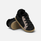 Chaussures premiers-pas Shoo Pom Bouba Zip en cuir noir fourrées avec lacets et fermeture éclair latérale