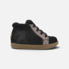 Chaussure premiers-pas Shoo Pom Bouba Zip noire en cuir avec doublure fourrée et semelle souple en caoutchouc