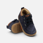 Chaussures premiers pas Shoo Pom Bouba Zip Miko en velours bleu marine avec lacets et fermeture éclair latérale