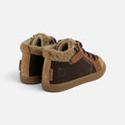 Chaussures premiers-pas Shoo Pom Bouba Zip en cuir velours et nubuck marron avec doublure en laine chaude