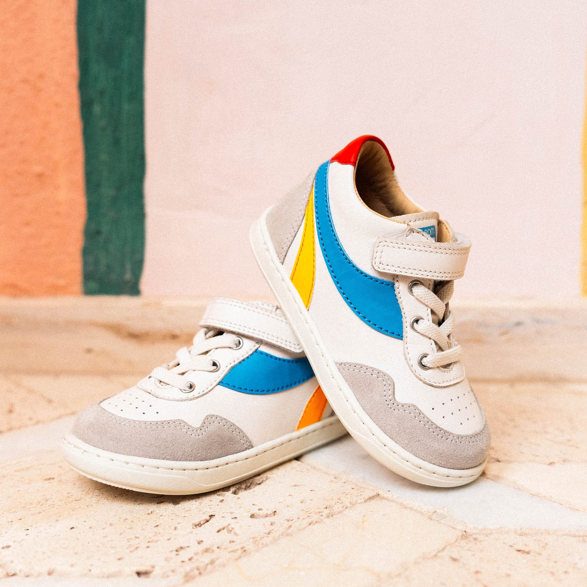 BOUBA ZIVA - NAPPA-VELOURS - OFF WHITE-BLUE - BASKETS