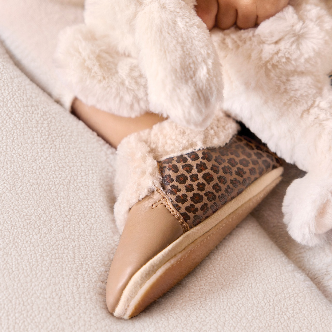 chausson fourre leopard