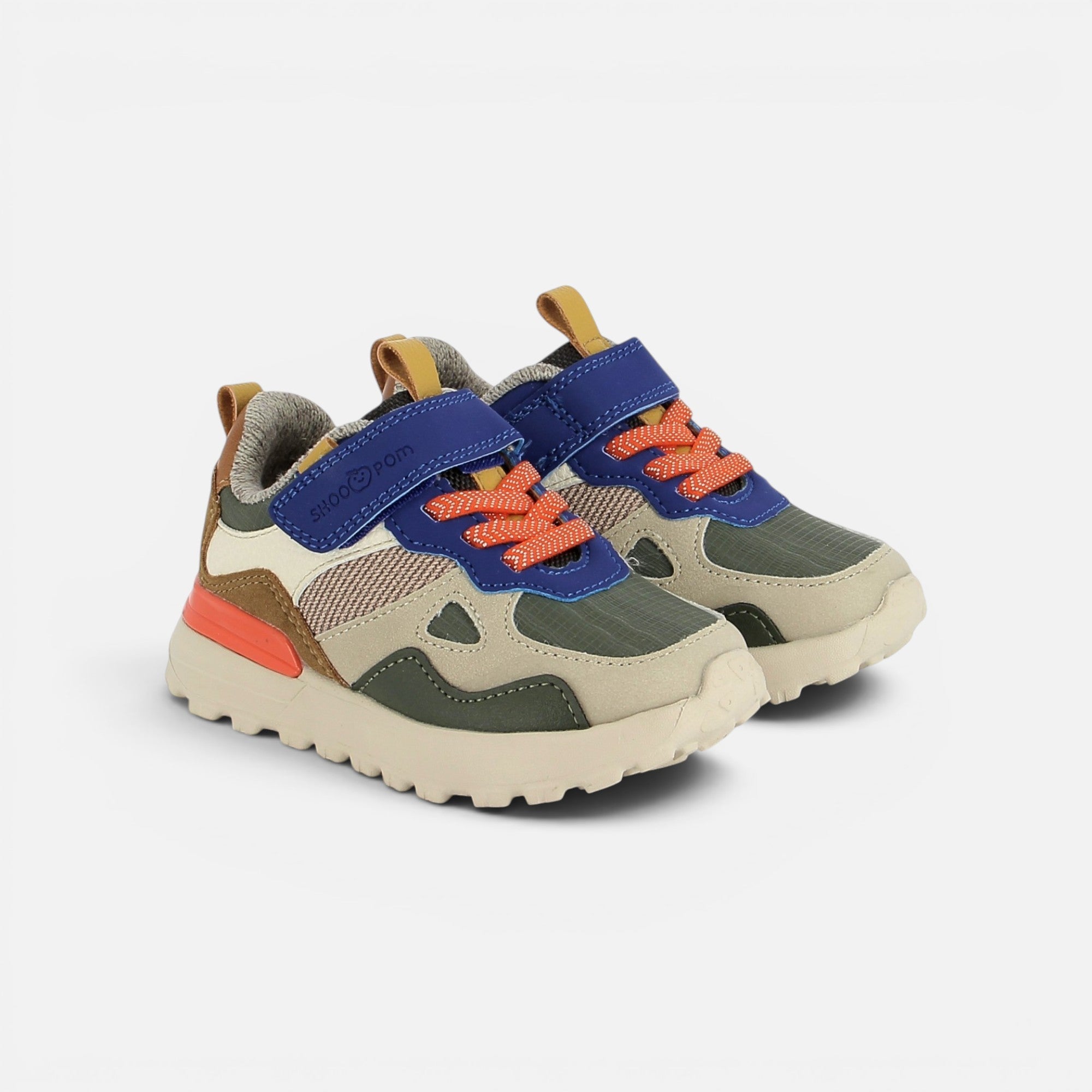 JOGGY SCRATCH - PUR NAPPA - KAKI-ROYAL BLUE - BASKETS