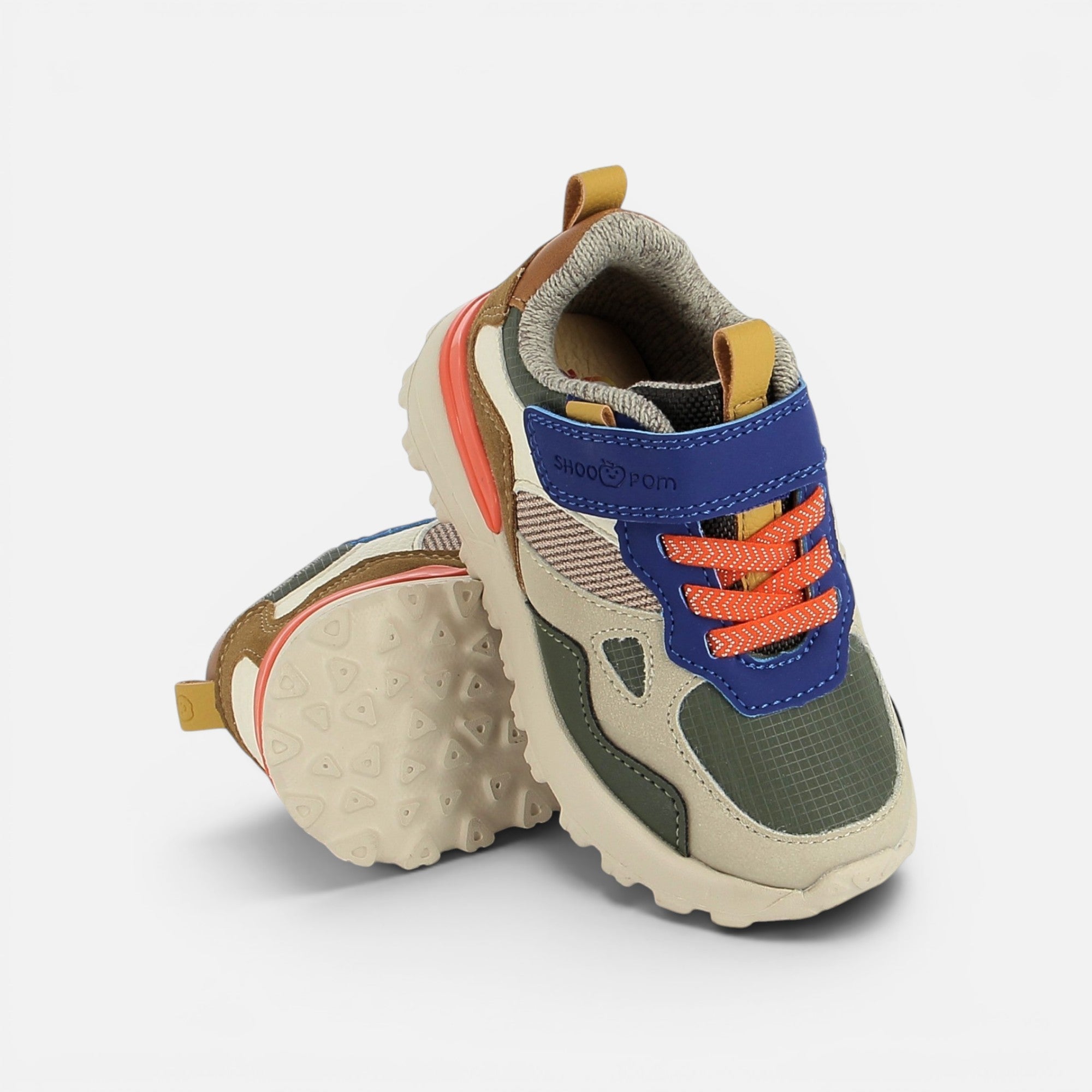 JOGGY SCRATCH - PUR NAPPA - KAKI-ROYAL BLUE - BASKETS