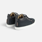 Chaussures premiers-pas Shoo Pom Kikko Base Longbeach en cuir bleu marine avec semelle blanche et lacets