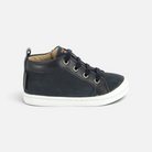 Chaussure premiers-pas Shoo Pom Kikko Base en cuir bleu marine avec lacets et semelle en caoutchouc souple