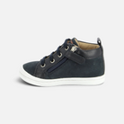 Chaussures premiers-pas Shoo Pom Kikko Base en cuir bleu marine avec lacets et fermeture éclair latérale
