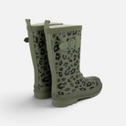 Bottes de pluie Shoo Pom Picker Hi pour enfant en caoutchouc kaki avec motif léopard et boucle latérale
