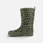 Botte de pluie Shoo Pom Picker Hi pour enfant en caoutchouc kaki avec motif léopard noir