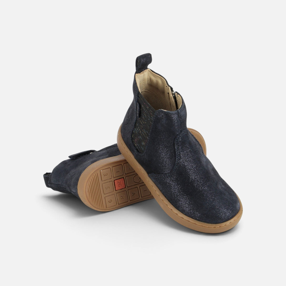 Bottines Shoo Pom Play Chelsea bleu marine en cuir laminé avec semelle en caoutchouc souple et zip latéral