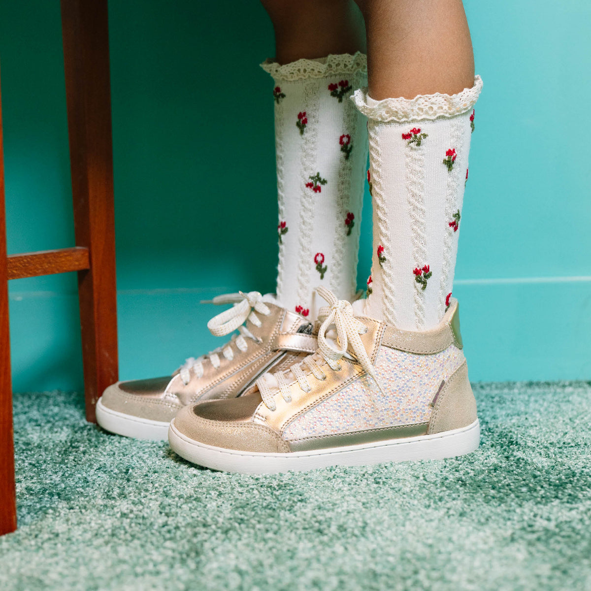 PLAY CONNECT FUR - LAM-GLITTER - PLATINE-LIGHT BRONZE - BASKETS