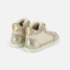 Baskets montantes Shoo Pom pour fille en cuir platine et glitter avec doublure fourrée et fermeture éclair latérale