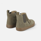 Bottines enfant Shoo Pom en cuir velours kaki avec franges et fermeture éclair latérale, vue arrière