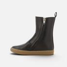 Bottines Shoo Pom Play Hi pour fille en cuir lisse noir avec fermeture éclair latérale et semelle en gomme