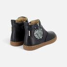 Bottines Shoo Pom en cuir bleu marine avec motif pomme à paillettes et semelle en caoutchouc souple