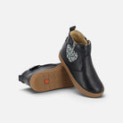 Bottines Shoo Pom en cuir bleu marine pour fille avec détail cœur pailleté et semelle en caoutchouc souple