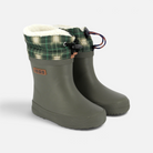 Bottes de pluie Shoo Pom kaki en caoutchouc avec col en nylon tartan et doublure chaude pour enfant