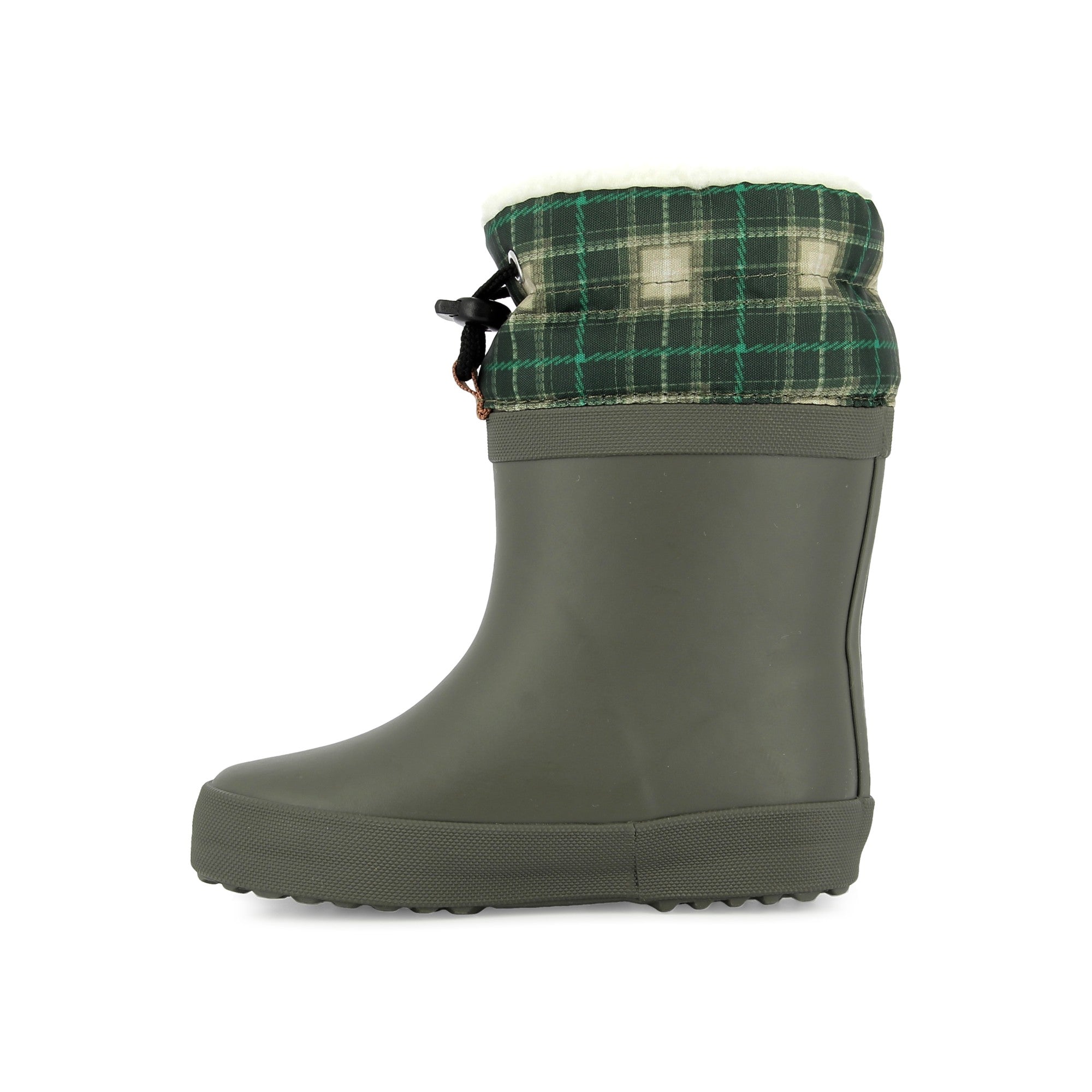 PLOC FUR CAOUTCHOUC NYLO KAKI TARTAN BOTTES DE PLUIE
