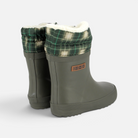 Bottes de pluie Shoo Pom kaki en caoutchouc avec revers en nylon à motif tartan et doublure chaude pour enfant