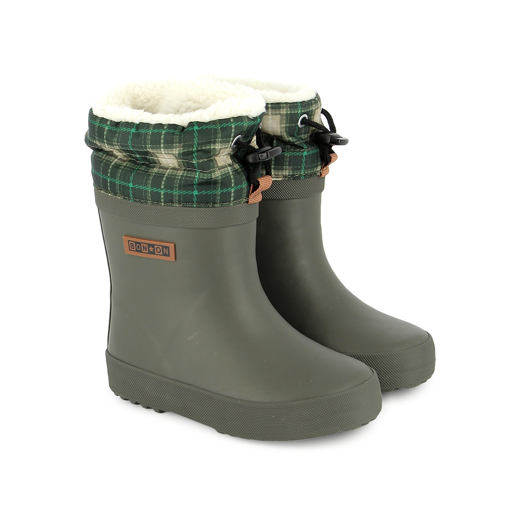 PLOC FUR CAOUTCHOUC NYLO KAKI TARTAN BOTTES DE PLUIE