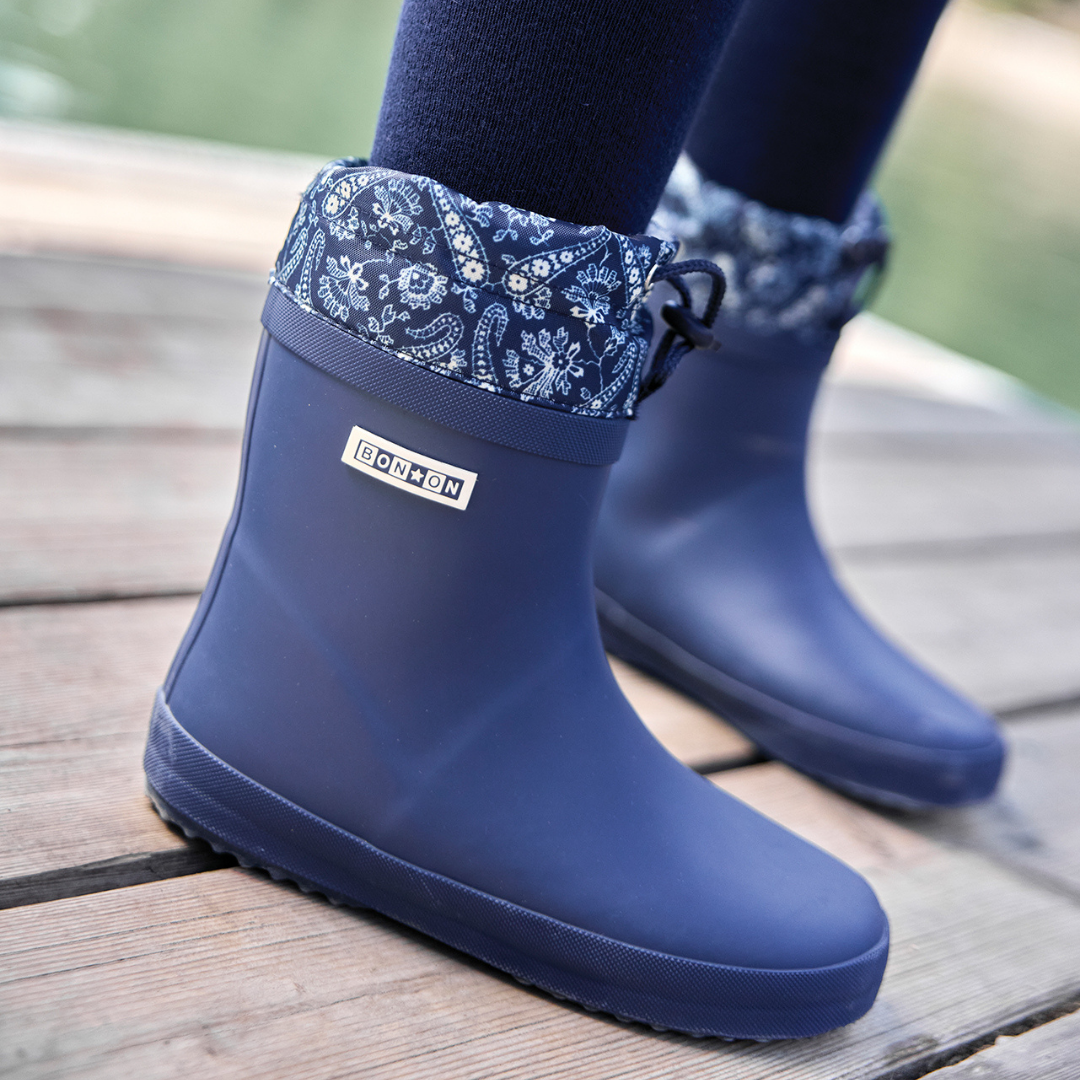 PLOC FUR - CAOUTCHOUC-NYLO - NAVY-BANDANA - BOTTES DE PLUIE