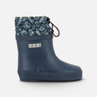 Botte de pluie Shoo Pom bleu marine en caoutchouc avec revers en nylon imprimé bandana et cordon de serrage