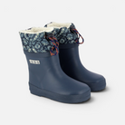 Bottes de pluie Shoo Pom bleu marine en caoutchouc avec doublure chaude et motif bandana sur le haut