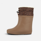 Botte de pluie Shoo Pom PLOC FUR marron en caoutchouc avec col en nylon imprimé léopard et doublure chaude